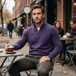 Men’s Sweater Merino Wool Half-Zip Stand-Up Collar