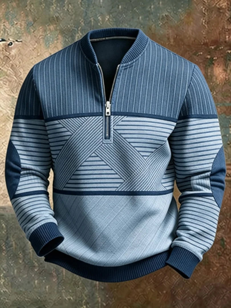 Men’s Sweater Mock Neck Half-Zip Relaxed Fit
