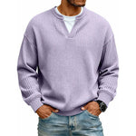 Men’s Sweater Waffle-Knit Faux-Layered Long Sleeve