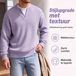 Men’s Sweater Waffle-Knit Faux-Layered Long Sleeve