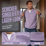 Men’s Sweater Waffle-Knit Faux-Layered Long Sleeve