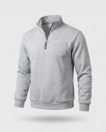 Men’s Sweatshirt Half-Zip Cotton Blend Chest Pocket & Ribbed Cuffs