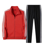 Men's Tracksuit Breathable Polyester Contrast Stripe 2-Piece Set