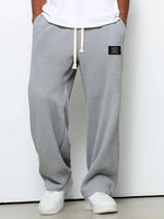 Men’s Trousers Waffle-Knit Wide-Leg Adjustable Drawstring Waist