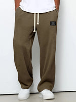Men’s Trousers Waffle-Knit Wide-Leg Adjustable Drawstring Waist