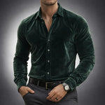Men's Velvet Shirt Slim Fit Point Collar
