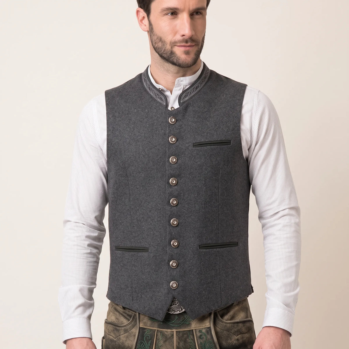 Men’s Waistcoat Cotton-Polyester Blend Adjustable Fit Subtle Woven Pattern