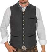 Men’s Waistcoat Cotton-Polyester Blend Adjustable Fit Subtle Woven Pattern