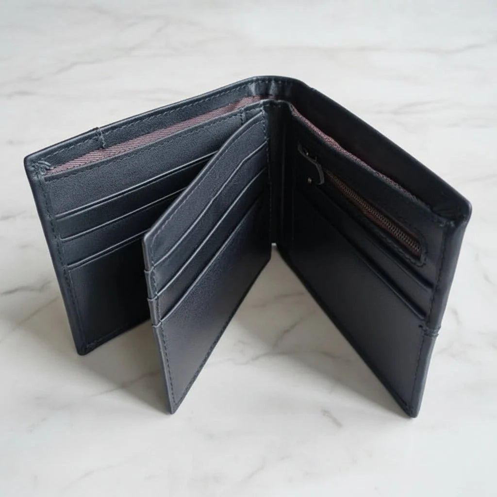 Men’s Wallet Genuine Leather Slim RFID-Blocking 10 Card Slots