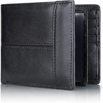 Men’s Wallet Genuine Leather Slim RFID-Blocking 10 Card Slots