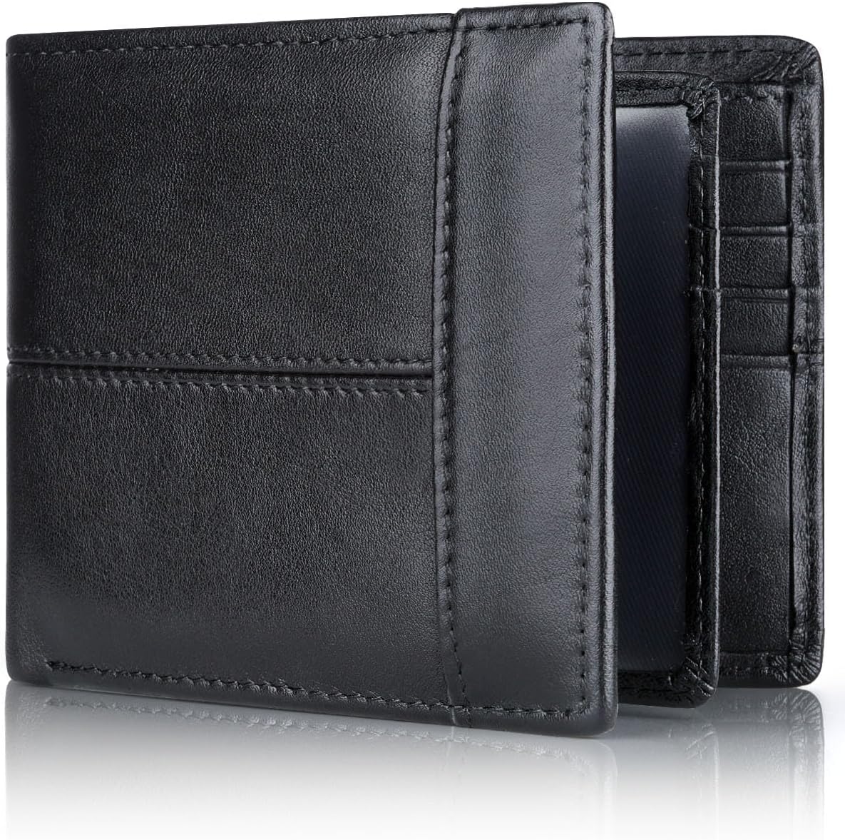 Men’s Wallet Genuine Leather Slim RFID-Blocking 10 Card Slots