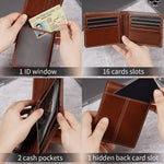 Men’s Wallet Genuine Leather Slim RFID-Blocking 10 Card Slots