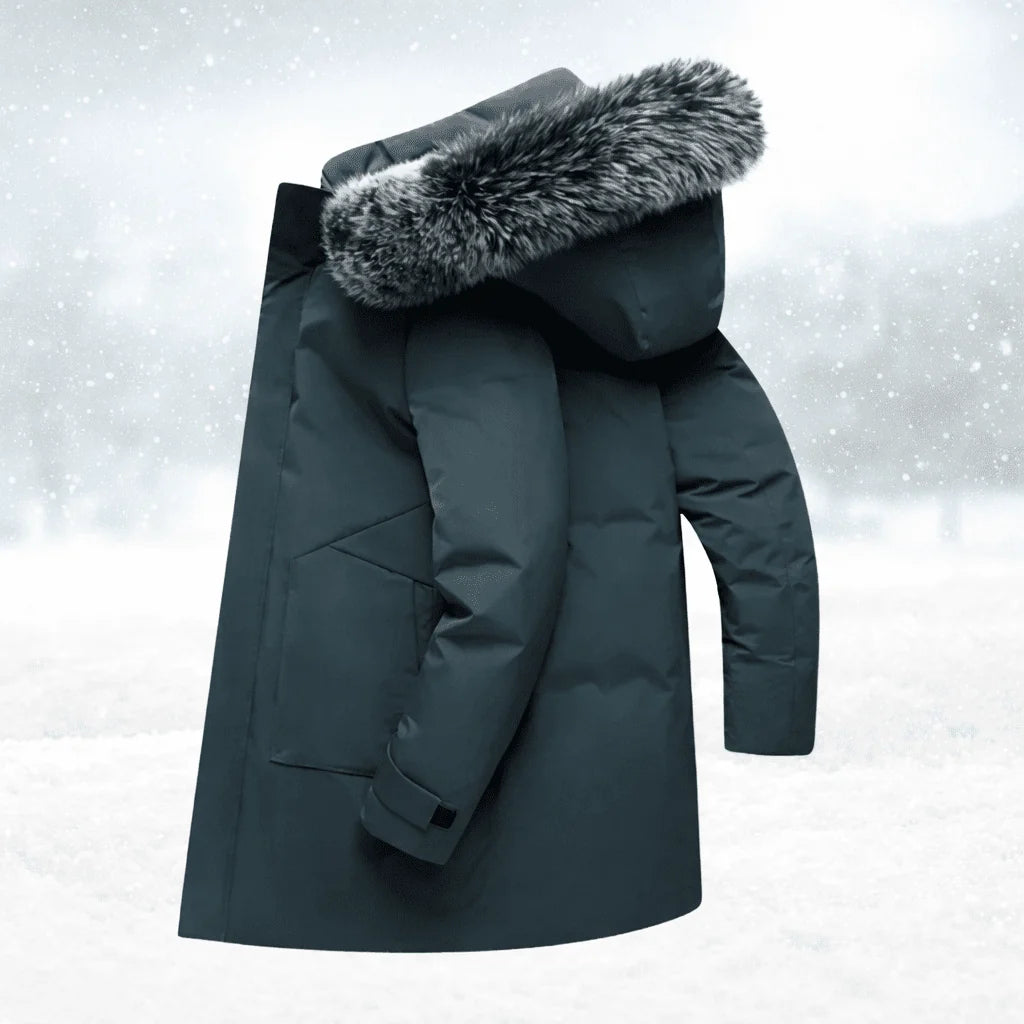 Men’s Winter Parka Windproof Insulated Faux Fur Hood