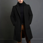 Men’s Wool Overcoat Long Tailored Cut Notched Lapel