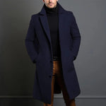 Men’s Wool Overcoat Long Tailored Cut Notched Lapel