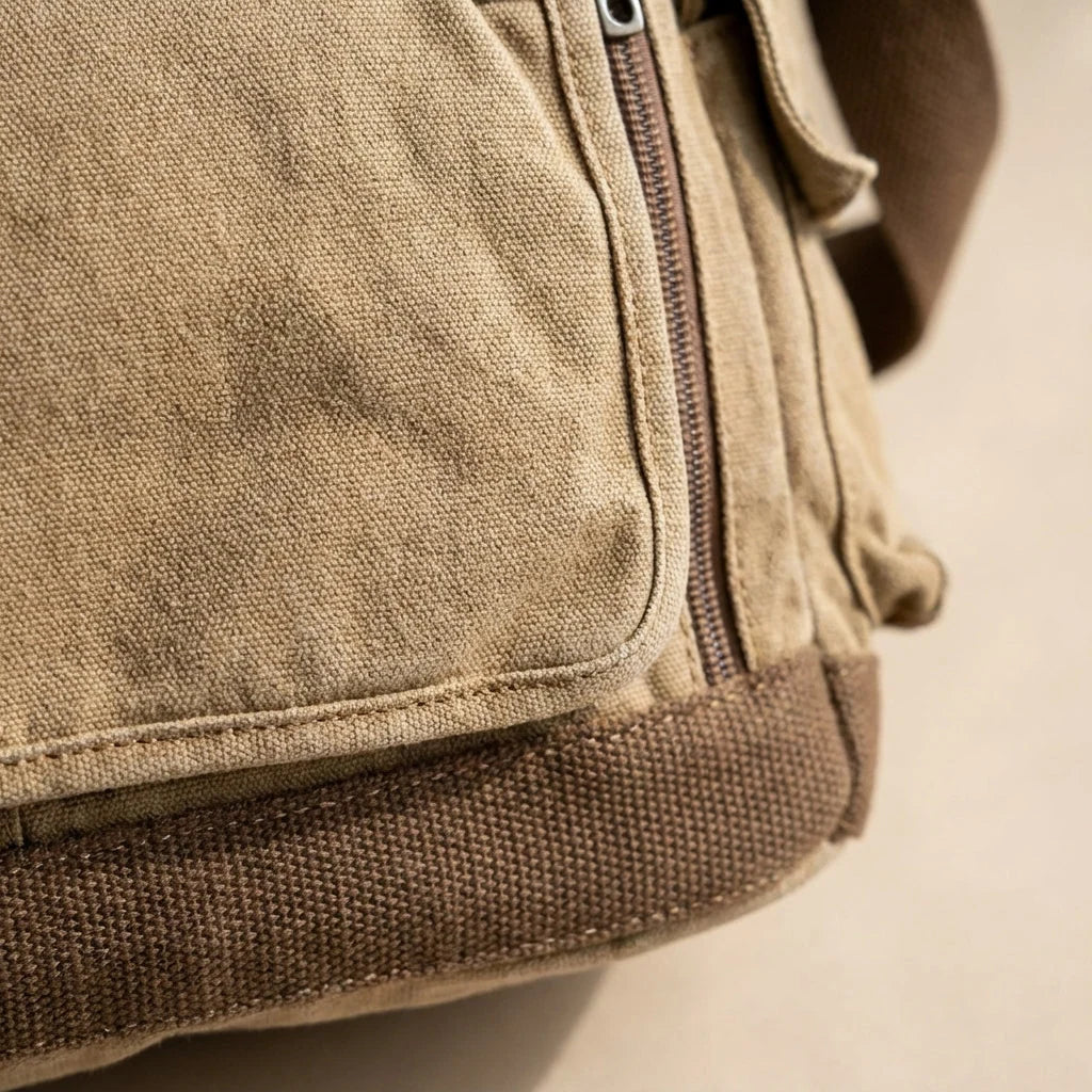 Messenger Bag Cotton Canvas Spacious Interior Dual Closure