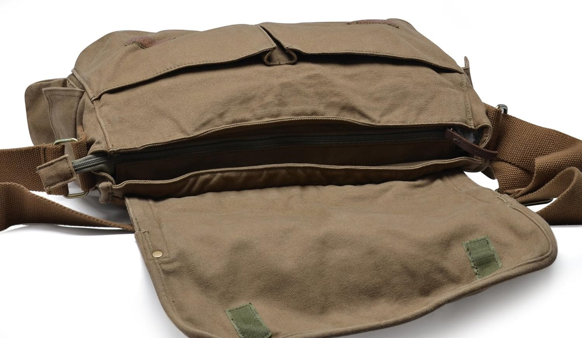Messenger Bag Cotton Canvas Spacious Interior Dual Closure