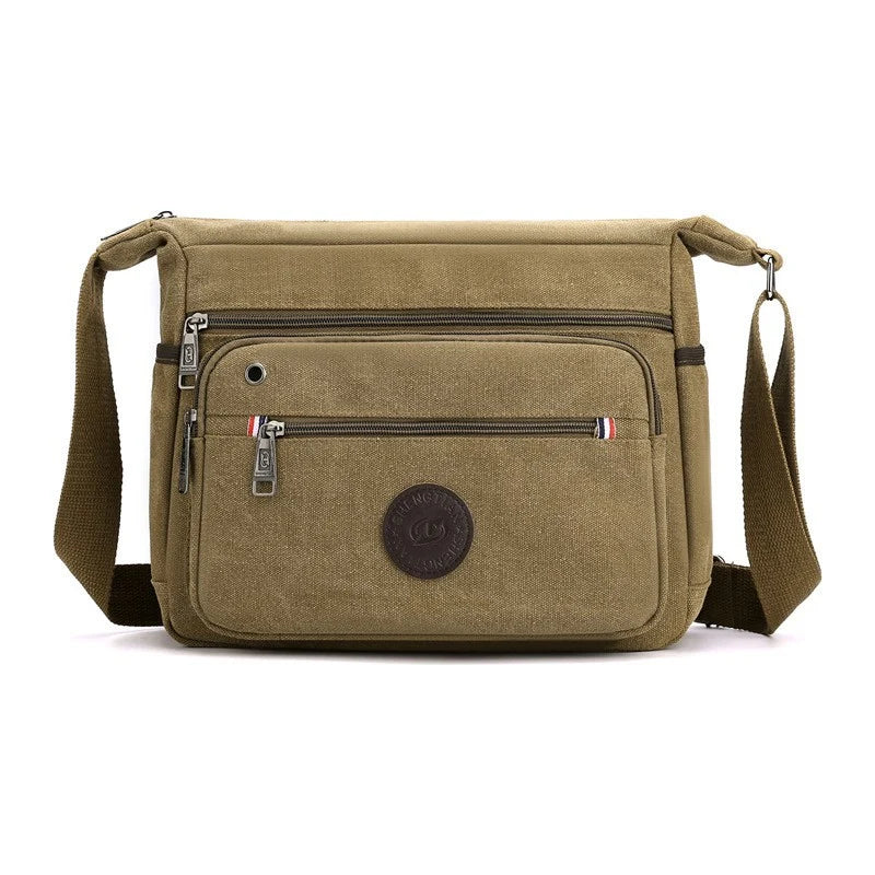Messenger Bag Durable Canvas Multiple Pockets Adjustable Strap