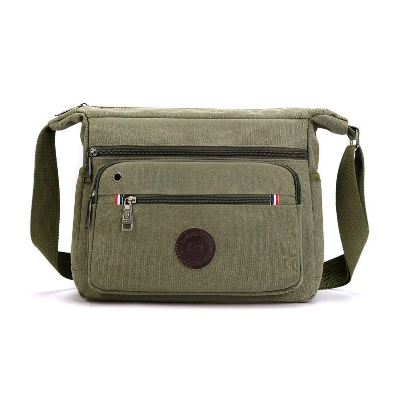 Messenger Bag Durable Canvas Multiple Pockets Adjustable Strap