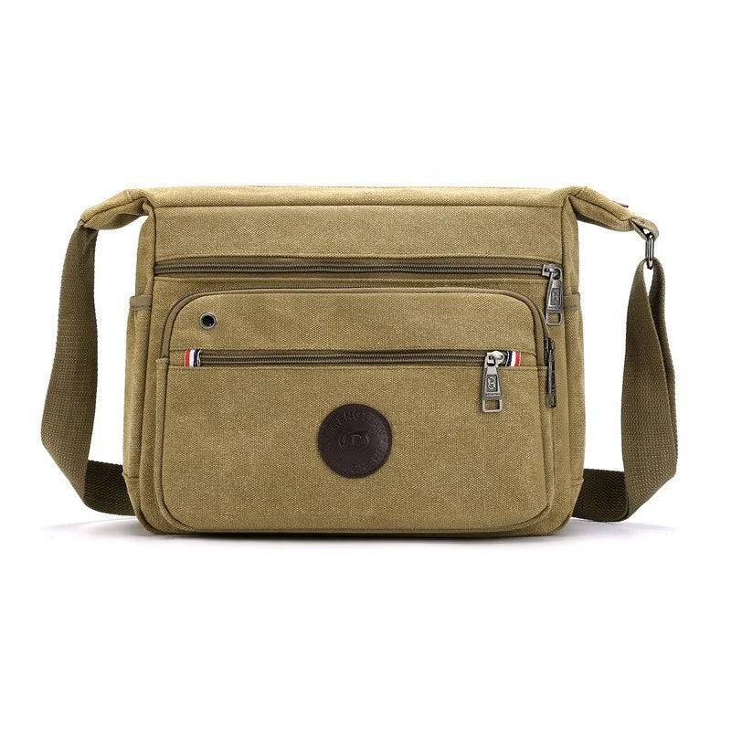 Messenger Bag Durable Canvas Multiple Pockets Adjustable Strap