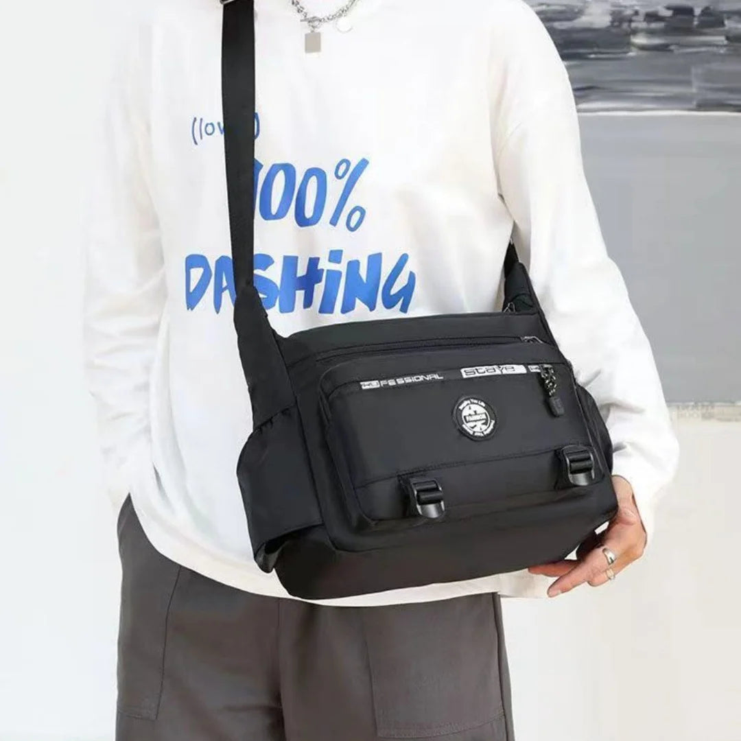 Messenger Bag Weather-Resistant Multiple Pockets Adjustable Strap