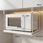Microwave Shelf Under-Cabinet Stainless Steel Sliding Tray Adjustable Hooks