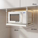 Microwave Shelf Under-Cabinet Stainless Steel Sliding Tray Adjustable Hooks