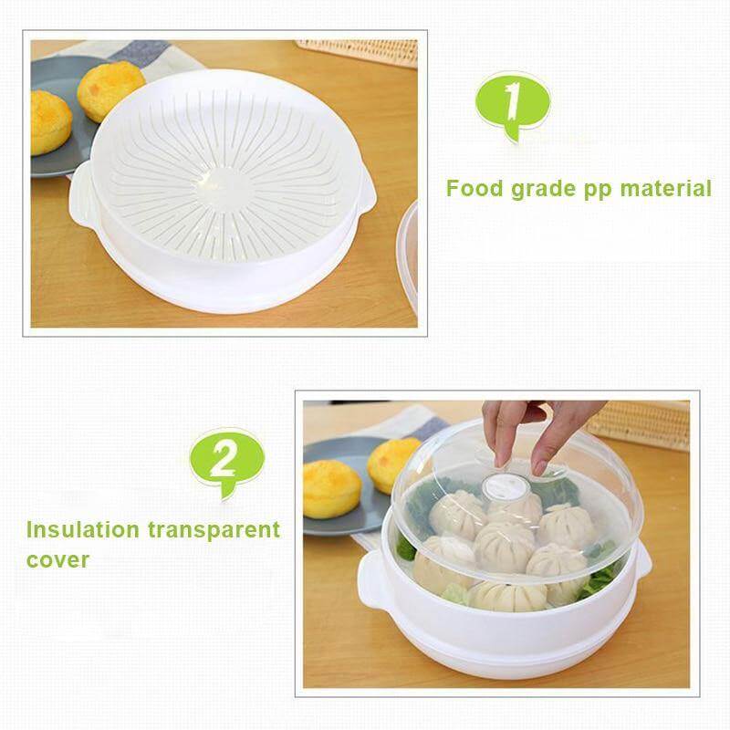 Microwave Steamer Bowl Food-Grade PP Transparent Lid Leak-Resistant Sealed Design