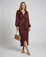 Midi Wrap Dress Long Sleeve Flattering Fit