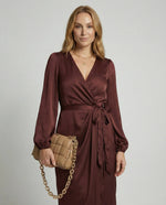 Midi Wrap Dress Long Sleeve Flattering Fit