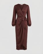 Midi Wrap Dress Long Sleeve Flattering Fit