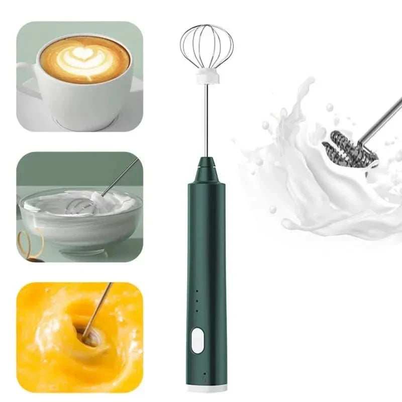 Milk Frother 3-Speed USB Rechargeable With Two Attachments