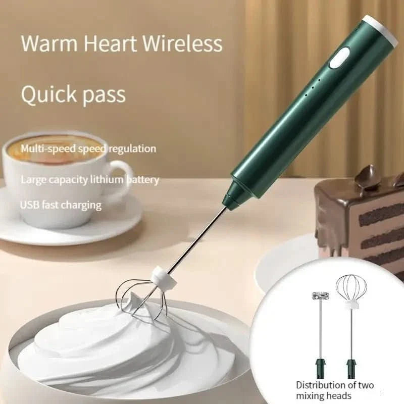 Milk Frother 3-Speed USB Rechargeable With Two Attachments