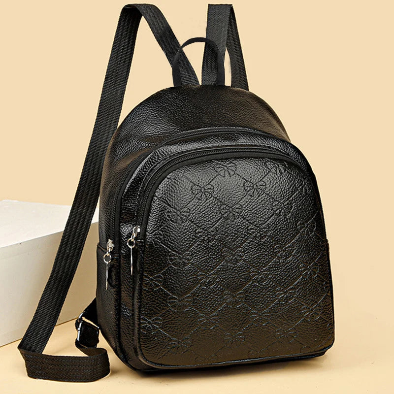 Mini Backpack Textured Lightweight Multiple Pockets