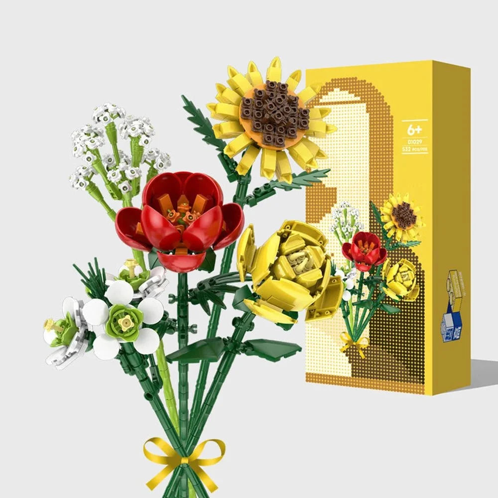 Mini Building Block Flower Set Multiple Designs Durable Plastic