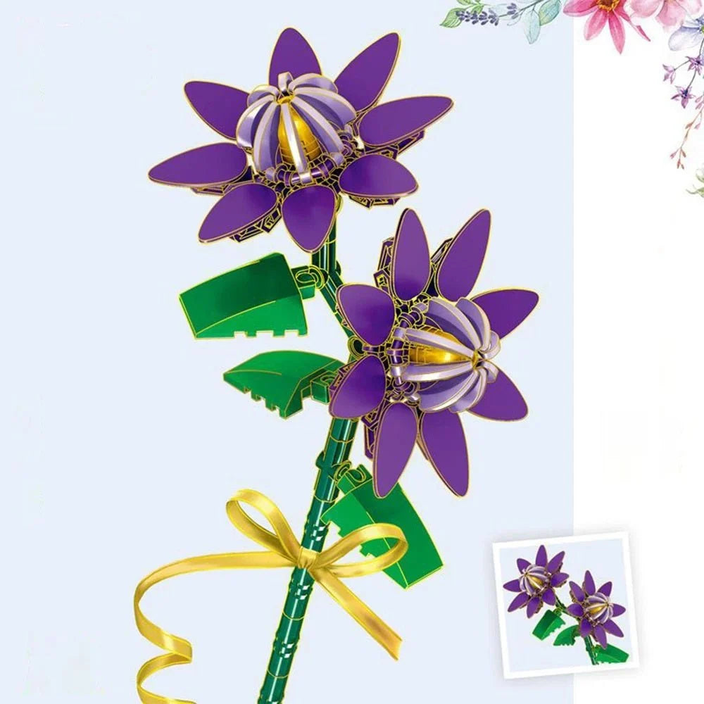 Mini Building Block Flower Set Multiple Designs Durable Plastic