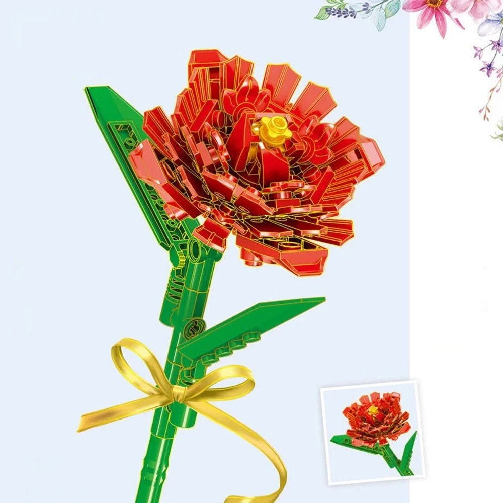 Mini Building Block Flower Set Multiple Designs Durable Plastic