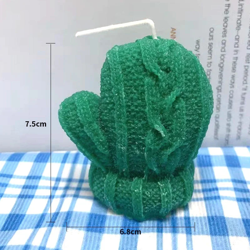 Mini Cactus Candle Realistic Hand-Poured Wax Three Inch