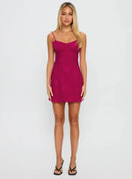 Mini Dress Hot Pink Floral Print Tie-Back Waist