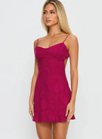 Mini Dress Hot Pink Floral Print Tie-Back Waist