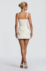 Mini Dress Ruched Bodice Adjustable Lace-Up Back Square Neckline