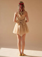 Mini Dress Strapless Bustier Pleated Glitter Woven