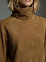 Mini Dress Suede Turtleneck Loose Fit