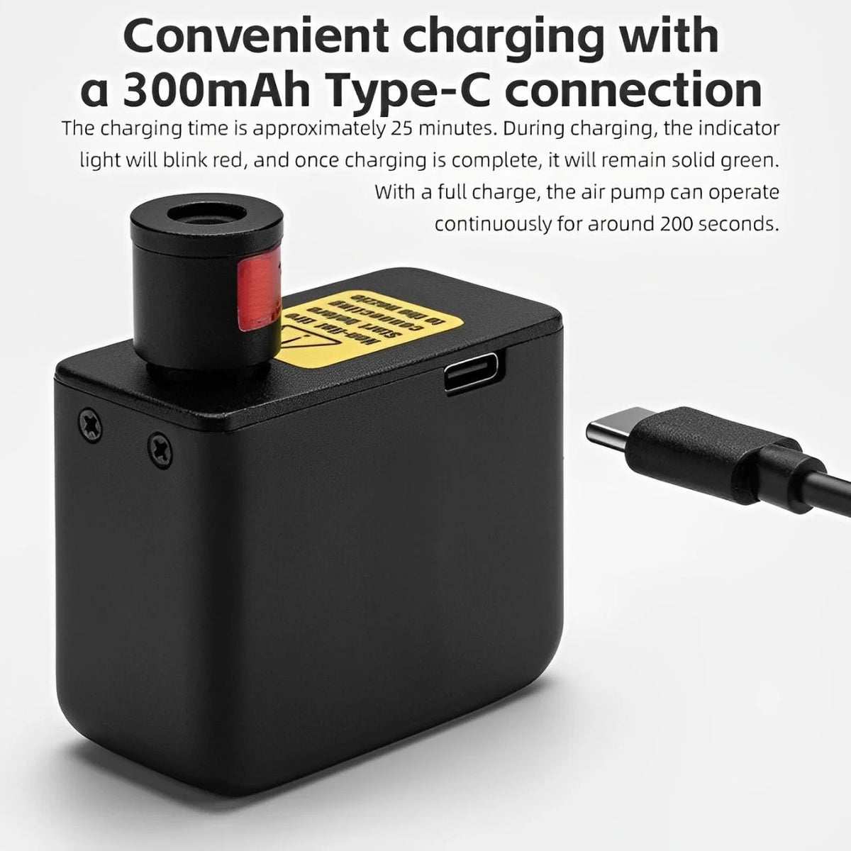 Mini Electric Bike Pump Compact Type-C Rechargeable 100 PSI
