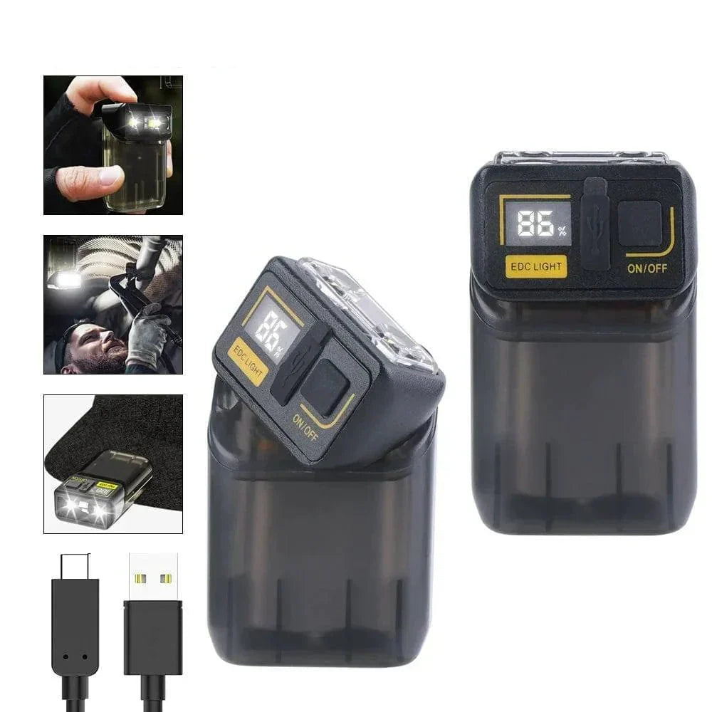 Mini Flashlight USB Rechargeable Clip & Battery Display