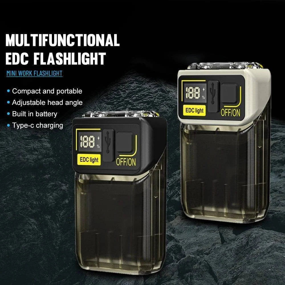 Mini Flashlight USB Rechargeable Clip & Battery Display