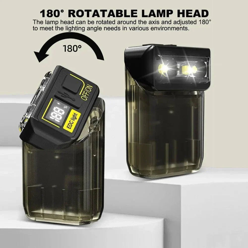 Mini Flashlight USB Rechargeable Clip & Battery Display