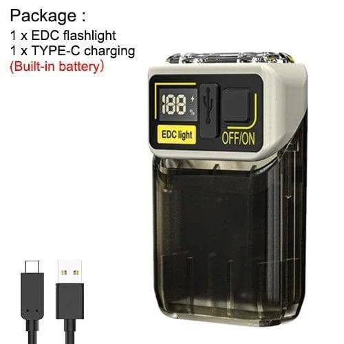 Mini Flashlight USB Rechargeable Clip & Battery Display