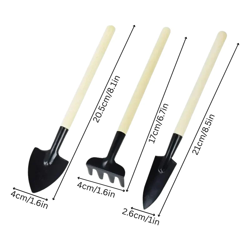 Mini Garden Tool Set Wooden Handles Iron Tools