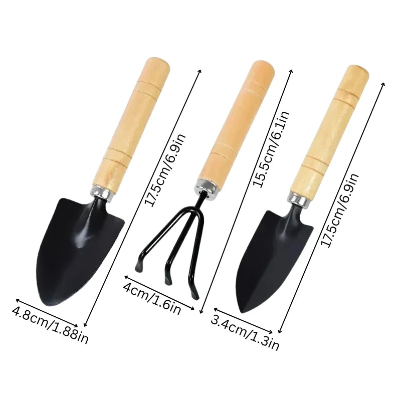 Mini Garden Tool Set Wooden Handles Iron Tools